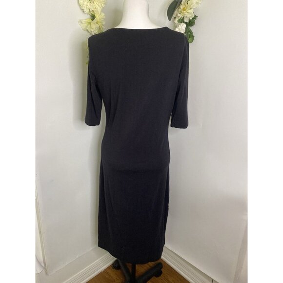 Diane Von Furstenberg Women Scoop Neck Short Sleeve Midi Dress Black Size Large - Picture 2 of 16